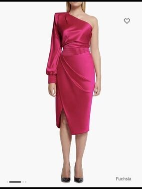 Zhivago Fuchsia " I Got You" One-Shoulder Satin Dress